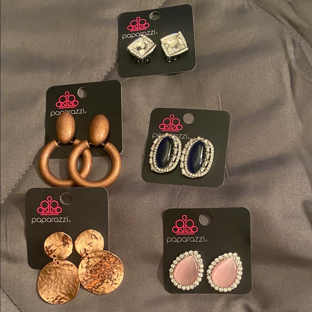 Paparazzi Earrings Clip On Collection - Pink, Blue, Gold, Brown